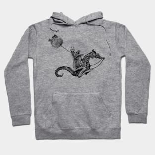 Crazy frog riding seahorse | Surrealism illustration | Party animal Hoodie